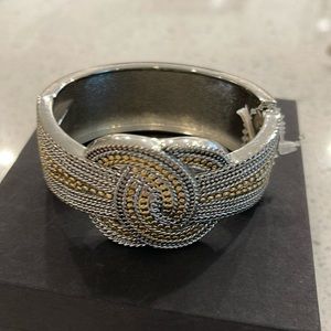 Beautiful contemporary, silver tone and gold tone bracelet